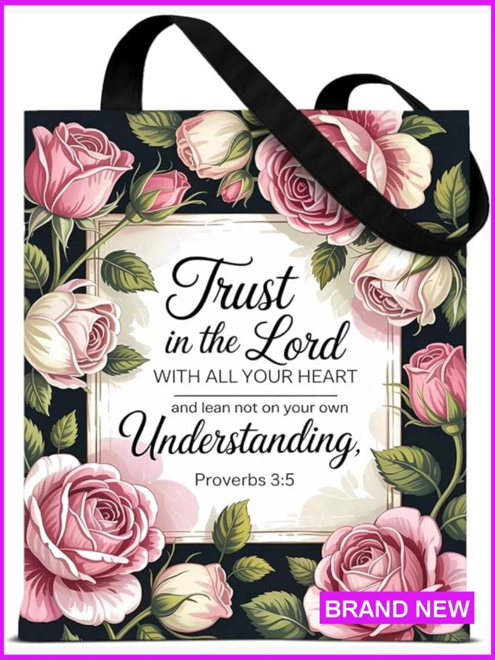 Canvas Tote Bag Reusable Grocery Shopping Shoulder Travel Christian Bible Verse